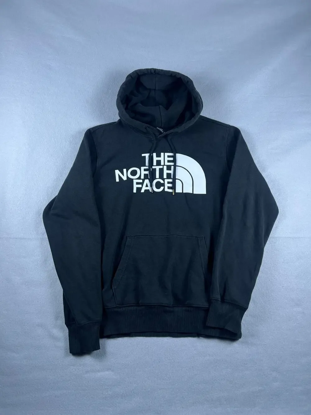 The North Face Black Pullover Hoodie Adult Small Spellout Outdoor 2000's